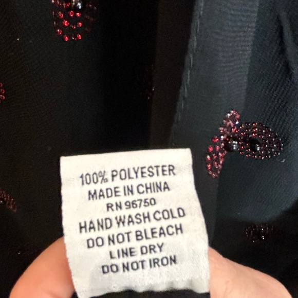 JESSICA MCCLINTOCK Red Rhinestone Circles Round Black Beads Beach Coverup Kimono - Picture 6 of 9